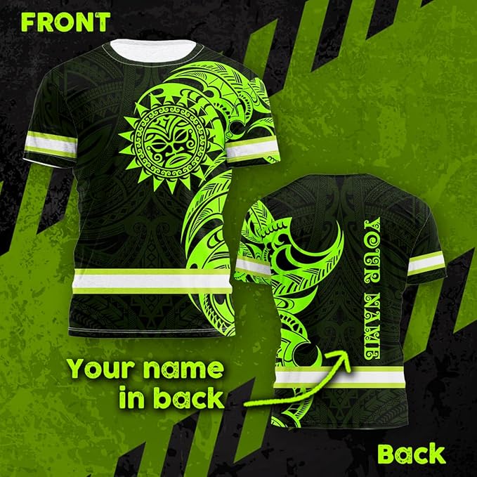 Matedecor Skull High Visibility Shirt Men Reflective Safety Shirts US Flag Custom Name Workwear, Runners, Walkers, Patriotic