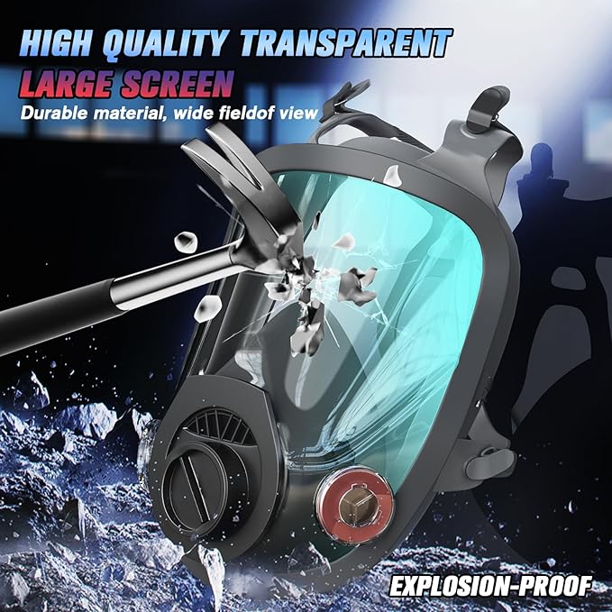 2025 Upgraded Gas Mask, Gas Masks Survival Nuclear and Chemical, Full Face Gas Mask with 40mm Activated Carbon Filter and 6001 Filter, 6800 Respirator Mask for Gases, Vapors, Dust, Chemicals