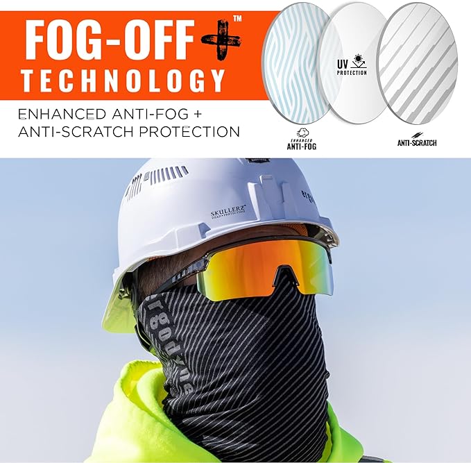 Ergodyne Skullerz AEGIR Polarized Safety Sunglasses with Fog Off+, Anti Fog Safety Glasses, Anti Scratch Mirror Lens