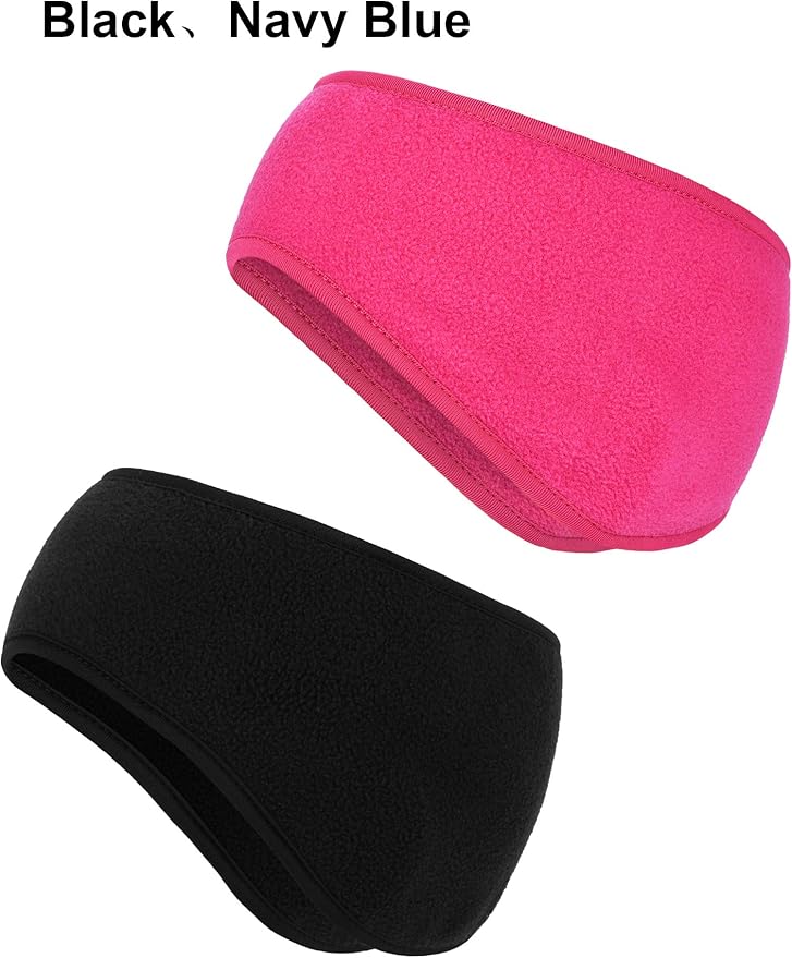 Boao 2 Pieces Ear Warmer Headbands Fleece Earmuffs Winter Ear Covers Running Wicking Ski Sport Headband for Women & Men