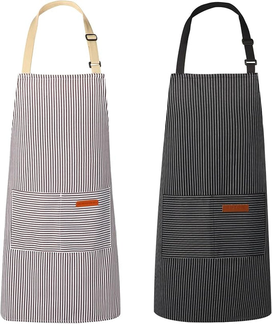 2 Pack Aprons for Women with Pockets, Kitchen Cooking Apron for Men,Waterproof Apron Suitable for Chefs, Waiters, Baking, and Nail Technicians