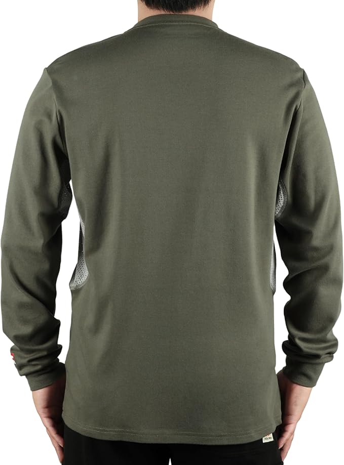 BOCOMAL FR Shirts Summer Vented Mesh Breathable Henley Shirt 5.5oz Flame Resistant CAT2 Work Clothing