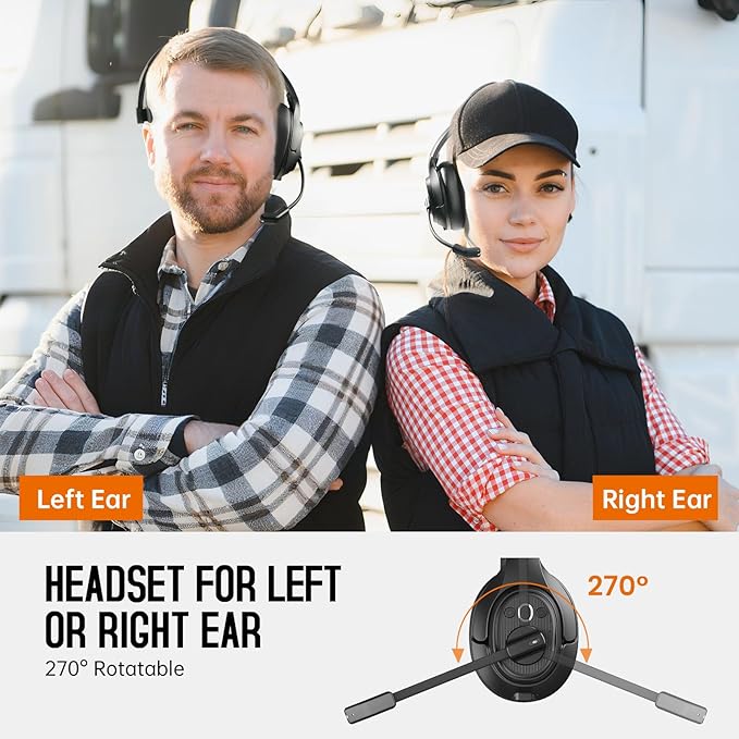 EKSA Bluetooth Trucker Headset, Wireless Headset with Environmental Noise Cancelling Microphone & USB Dongle, 99ft Long Range, Volume Control, Single Ear Trucker Headphone, Works with PC/Mac/Phone