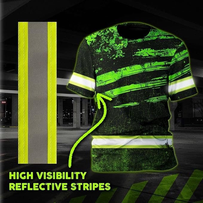 Maddly High Visibility US Flag Collection Safety Workwear Custom Name for Workers, Runners, Truckers, Patriotic