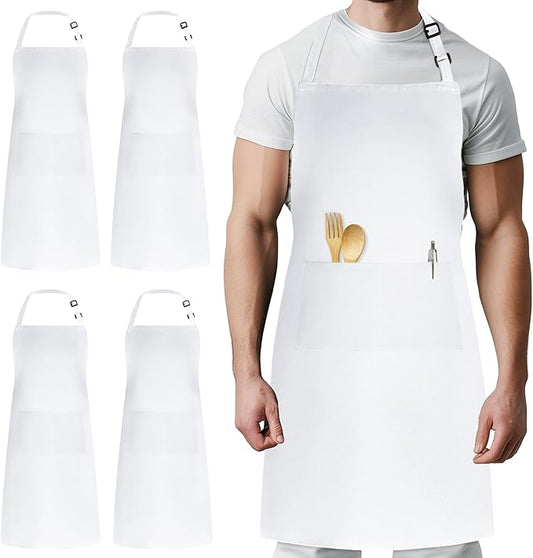 Syntus 4 Pack Adjustable Bib Apron with 2 Pockets Cooking Kitchen Aprons for Women Men Chef