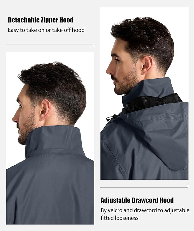 SWISSWELL Mens Women Rain Suit Rain Jacket and Pants Waterproof Lightweight Windbreaker with Detachable Hood for Golf Fishing