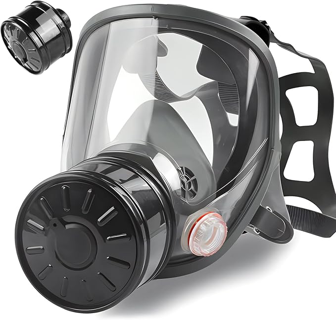 Gas Masks Survival Nuclear and Chemical, Gas Mask with 40mm Activated Carbon Filter, Full Face Respirator Mask for Gases, Chemicals, Vapors, Spray Paint, Dust, Welding