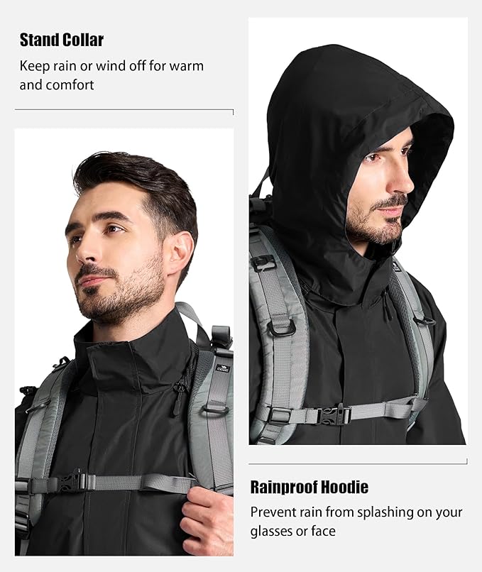 SWISSWELL Mens Women Rain Suit Rain Jacket and Pants Waterproof Lightweight Windbreaker with Detachable Hood for Golf Fishing