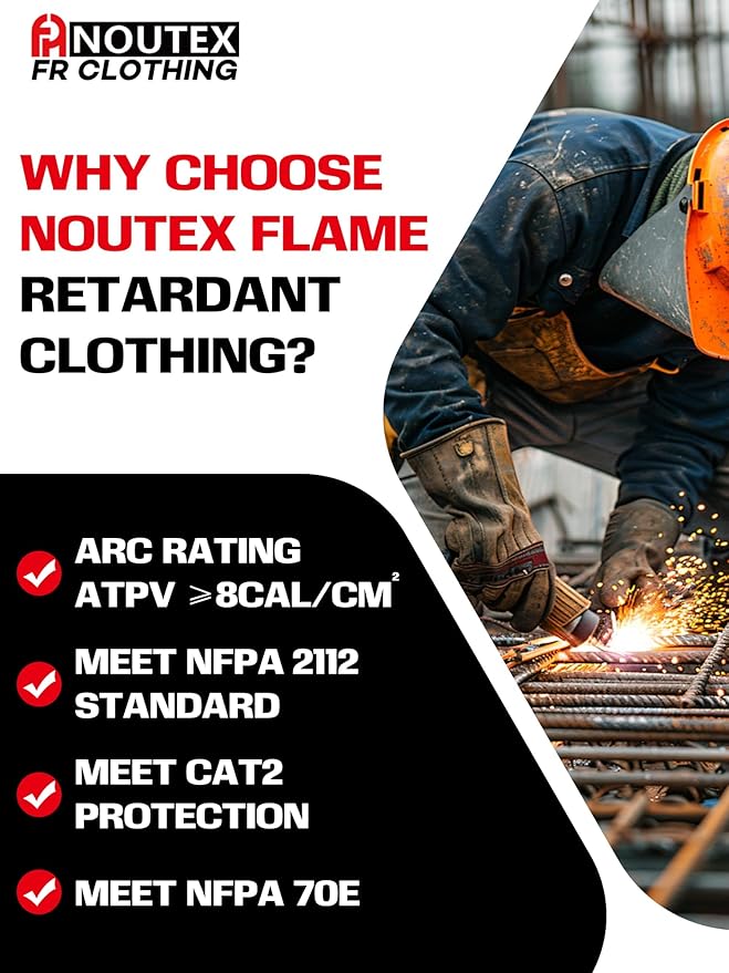 FR Shirts for Men NFPA2112 Flame Resistant Shirts 6.0oz Light Weight Long Sleeve Fire Retardant Shirts