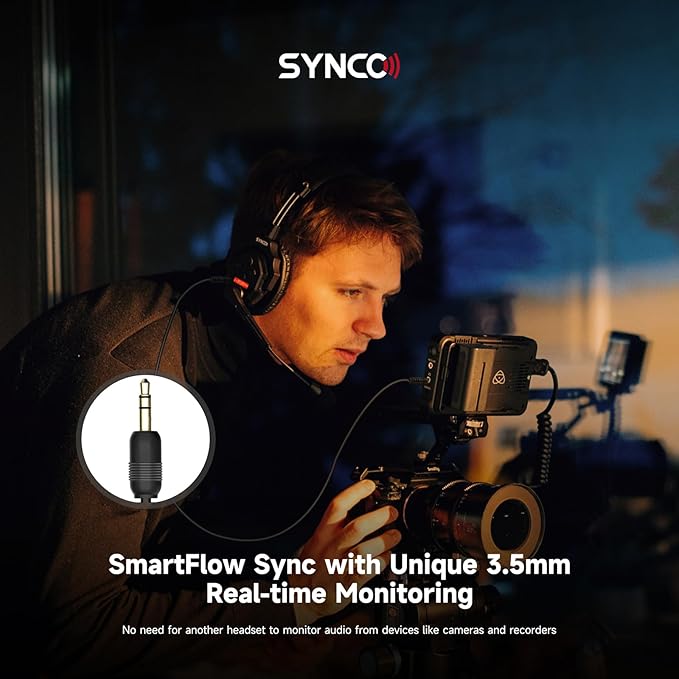 SYNCO XTalk X2 Full Duplex AEC Wireless Intercom Headset System Support 2.4GHz 2-Person Team Communication,350M/1148FT Real-time Monitoring,24-Hour Battery Life
