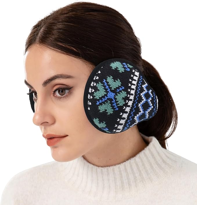 Venswell Knit Ear Muffs for Winter Women Men Soft Earmuffs Cold Weather Fleece Ear Warmers Cover Foldable & Adjustable