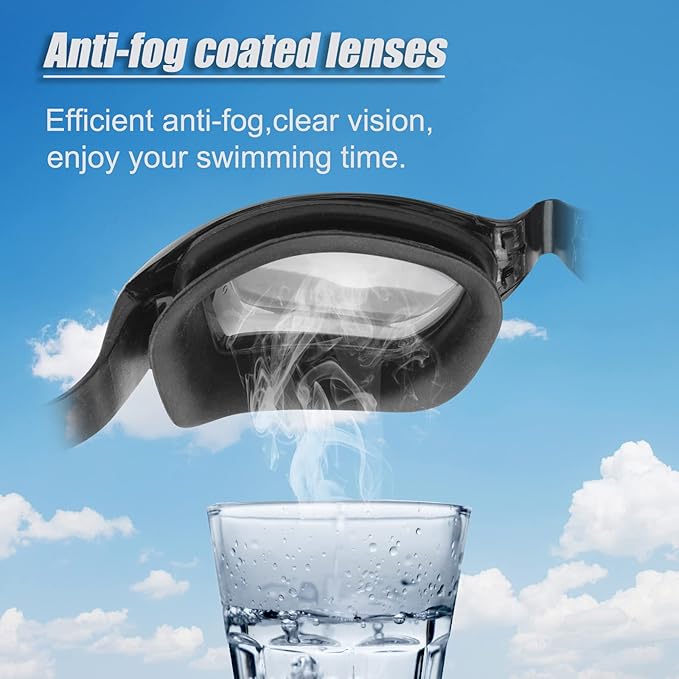 Nearsighted Swim Goggles -2.0D to -8.0D,Anti Fog Shortsighted Swimming Goggles with Clear Lens No Leak UV Protection