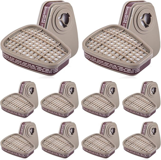 6001 Filter Cartridges for Respirator, Replacement Respirator Filters, Paint, Chemical, Organic Vapor Cartridge, Respirator Cartridges for 6200, 7502, 6800, 4008, FF402 Series(10 Pair)