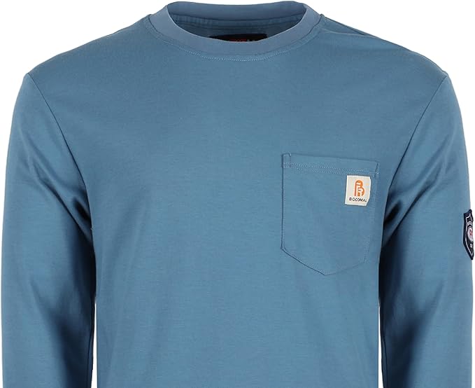 BOCOMAL FR Shirts Lightweight Classic Crew Long Sleeve Fire Resistant Shirt CAT2