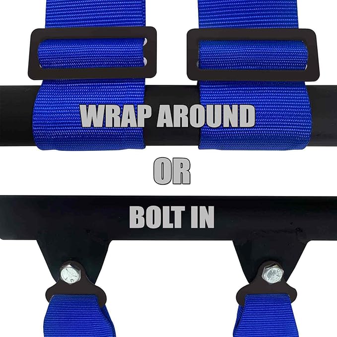 Blue 4 Point Harness for Bucket Seat, Push Button Release, 10 Color Options, Racing Harness, Race Car, Off Road Vehicle, UTV, RZR (1 Unit) [6032]