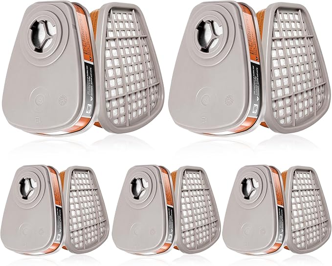(5Pairs) 6001 Respirator Cartridge, 6001 Filters for Half and Full Respirator Against Gas/Organic Vapor/Chemical, Replaceable Filters Compatible with 6000, 7000, 4000 Series respirators