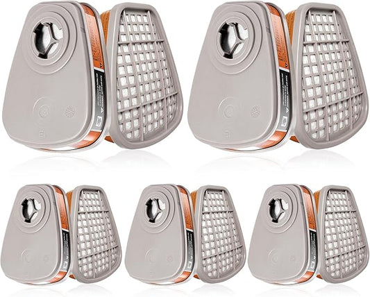 (5Pairs) 6001 Respirator Cartridge, 6001 Filters for Half and Full Respirator Against Gas/Organic Vapor/Chemical, Replaceable Filters Compatible with 6000, 7000, 4000 Series respirators