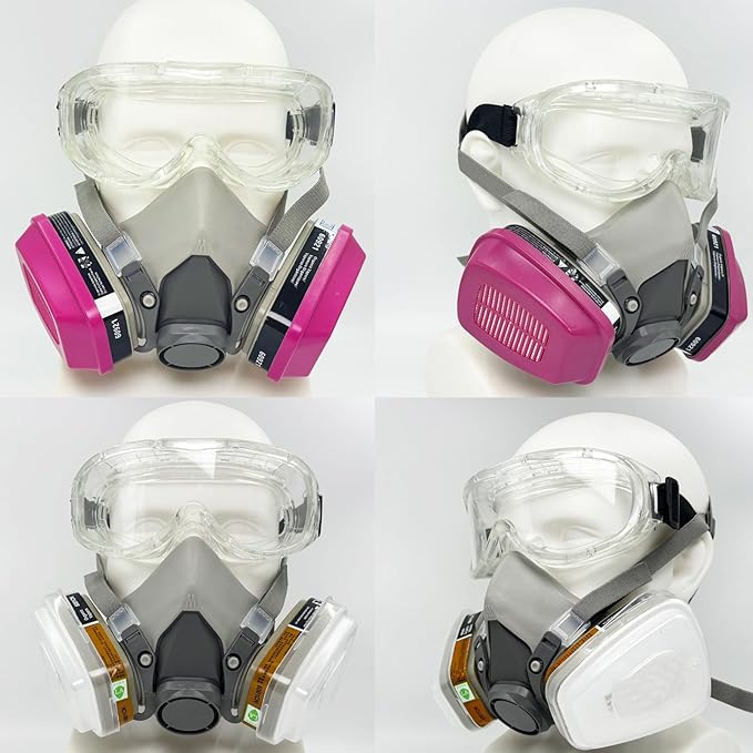 RANKSING Respirator Mask with Filters and Safety Glasses to Against Dust Gases while Painting Spraying