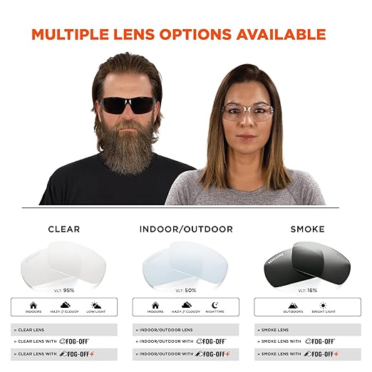 Ergodyne Skullerz VALI Anti Scratch Safety Glasses, Anti-Fog, ANSI z87.1