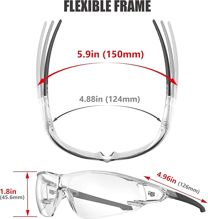 ANSI Z87.1 Anti-Fog Wrap-Around Clear Safety Glasses, Pickleball lab chemistry goggles with Scratch Resistant