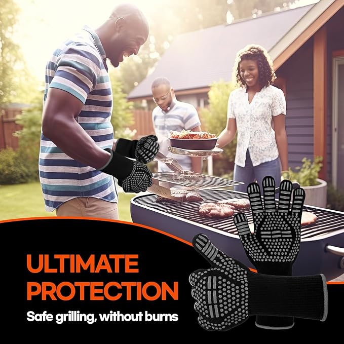 HubiCare Grill Gloves Heat Resistant Fire Resistant Oven Gloves, 1472°F/800°C Heat Resistant Oven Gloves