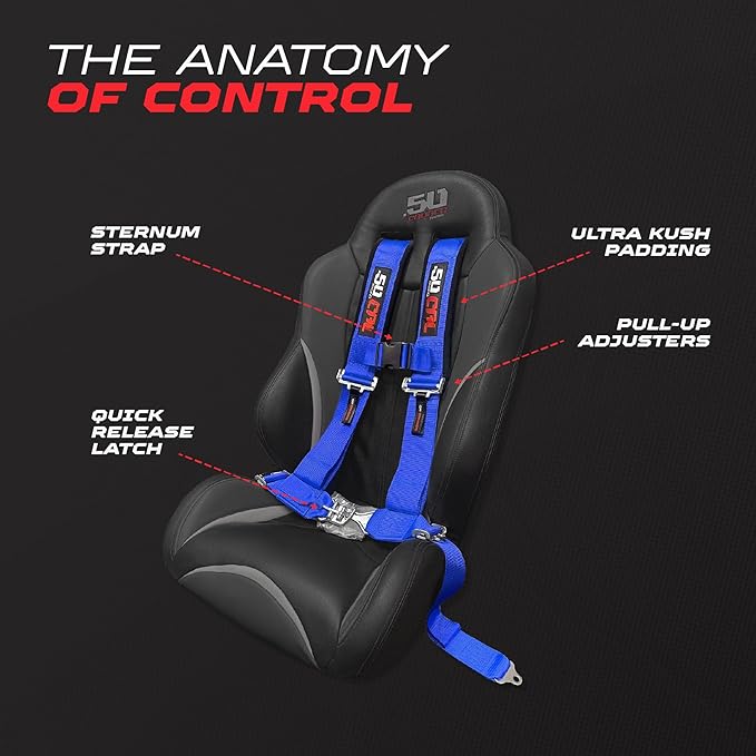 1pc Blue 4 Point Harness for Bucket Seat, Latch Release, 9 Color Options, Racing Harness, Race Car, Off Road, UTV, RZR [6008A6]