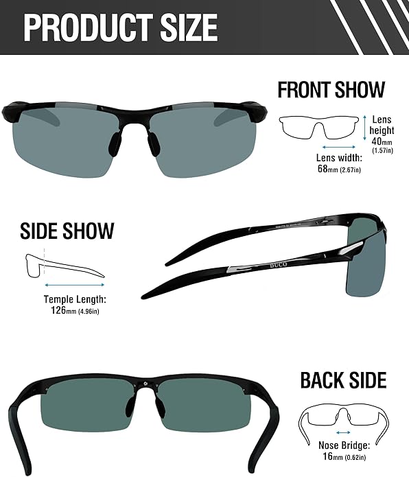 DUCO Mens Sports Polarized Sunglasses UV Protection Sunglasses for Men 8177s