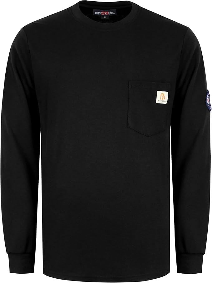 BOCOMAL FR Shirts Lightweight Classic Crew Long Sleeve Fire Resistant Shirt CAT2