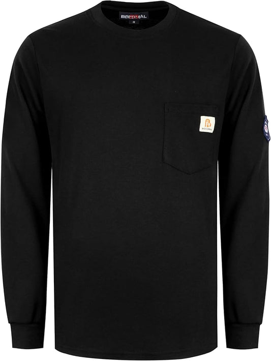 BOCOMAL FR Shirts Lightweight Classic Crew Long Sleeve Fire Resistant Shirt CAT2