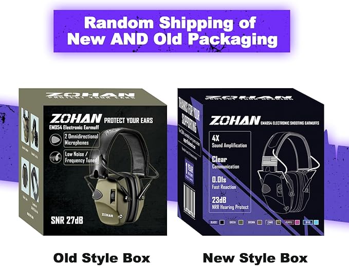 ZOHAN Electronic Shooting Earmuffs, Hearing Protection Shooters, NRR 23dB Noise Reduction Gun Range Ear Protection Headphones