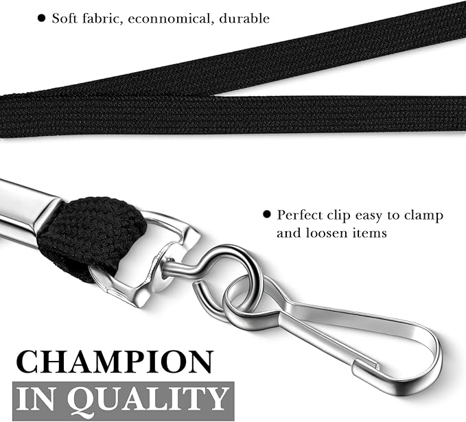 Epakh 200 Pcs Lanyards for ID Name Badge Holder Neck Lanyard Flat with Clips Neck Straps for Office School Nurse