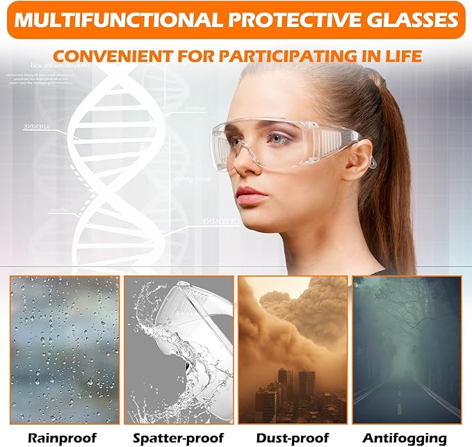 Safety Glasses Over Eyeglasses Protective Safety Goggles Anti Dust Impact for Men Women