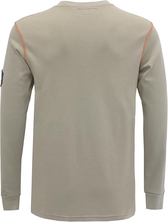 BOCOMAL FR Shirts Flame Resistant Henley Shirt NFPA2112/CAT2 7oz Men's Long Sleeve Fire Retardant Clothing