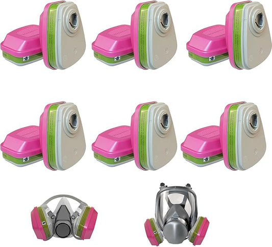 6/PK 60926 Filter Cartridges for Respirator,Multi-Layer Filtration,Replacement Cartridge Filter for 6200,6800 Respirator Masks,Suitable for Construction,Chemical Industry,Manufacturing,etc.