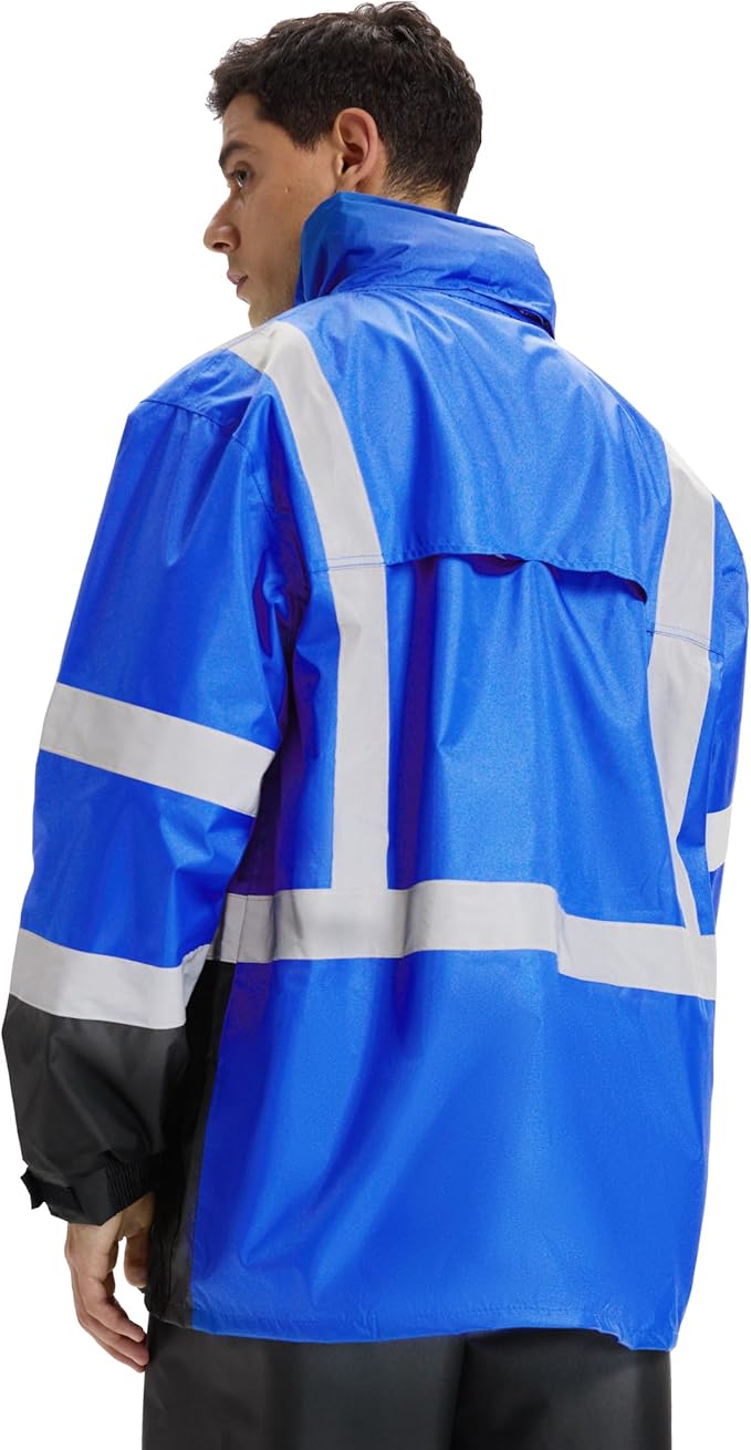 SRsafety High Visibility Rain Gear, Class 3 High Visibility Work Rain Gear for Men, Construction Rain Suits