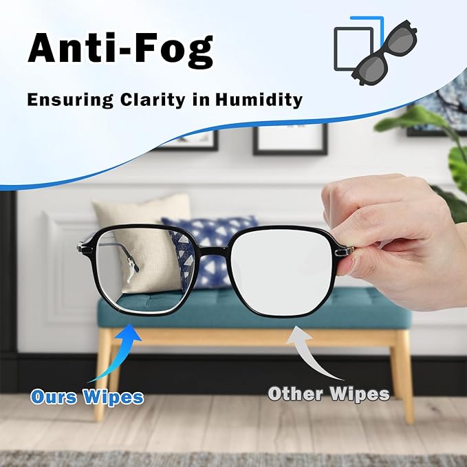 Lens Wipes for Eyeglasses,110 Pack Lens Cleaning Wipes,Individually Wrapped Pre-Moistened Eyeglass Wet Towel,Sracth-Free Streak-Free Eyeglasses Cleaning for Sunglasses, Goggles & Camera Lens