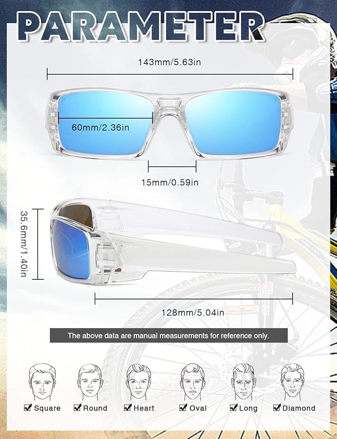 Polarized Sunglasses Men Womens Trendy Retro Sports Rectangular Wrap Around Vintage Shot Shield