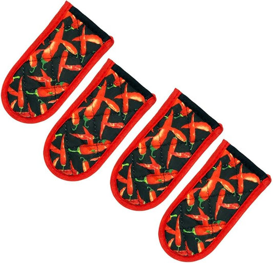 Evoio Cast Iron Skillet Handle Covers, Pot Handle Covers Heat Resistant, Heat Resistant Pan Pot Skillet Hot Handle Holder Sleeves Mitt Cover for Kitchen, BBQ and Baking Cookware (4-Pack Red Peppers)
