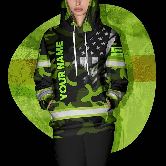 Maddly High Visibility US Flag Collection Safety Workwear Custom Name for Workers, Runners, Truckers, Patriotic