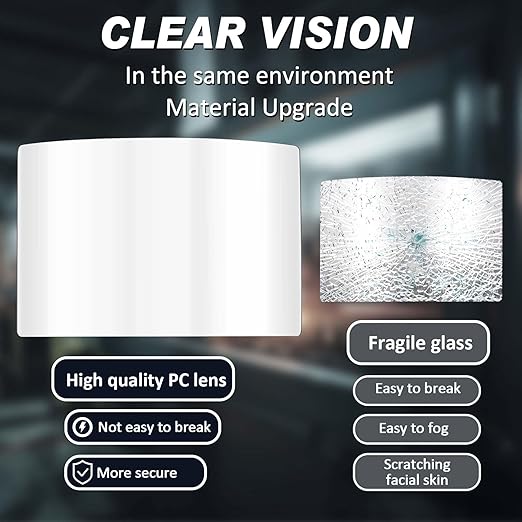 Kingdder 10 Pcs Sandblasting Hood Replacement Lens Clear Face Shield PC Visors Peel off Lens Cover for Painting Dusting Grinding