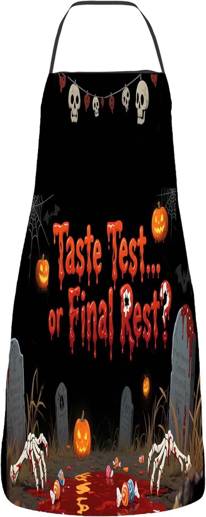 Halloween Aprons Gifts for Women Mens Taste Test or Final Rest? Cooking Apron, Funny Gift for Him Her,His Hers (1 Pcs)