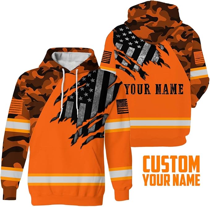 Maddly High Visibility US Flag Collection Safety Workwear Custom Name for Workers, Runners, Truckers, Patriotic