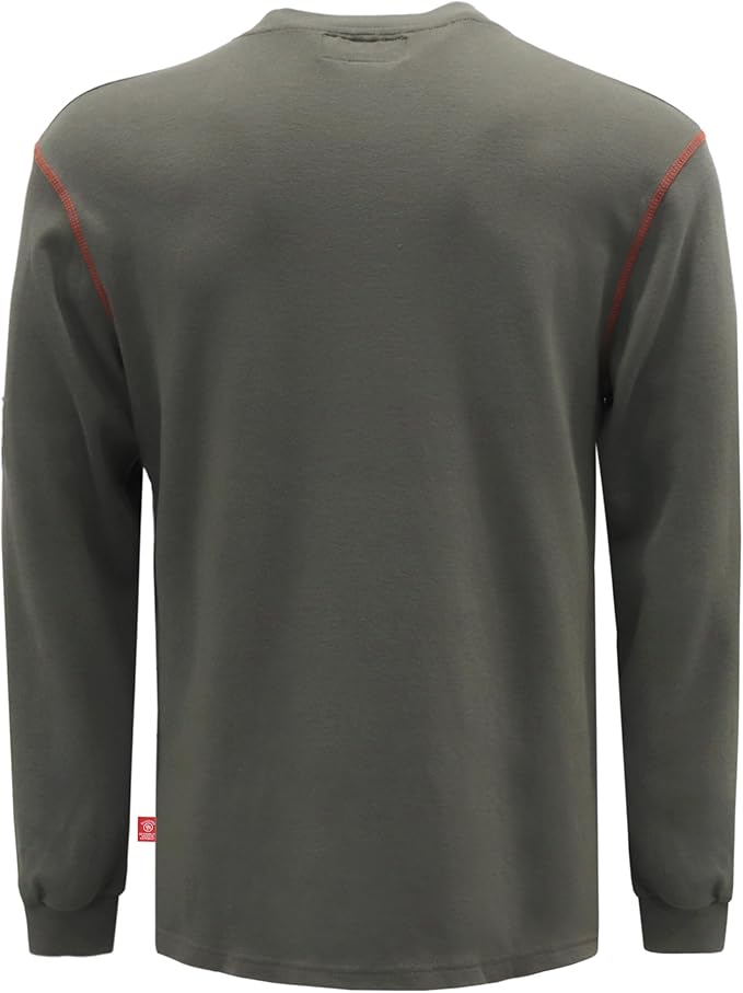 BOCOMAL FR Shirts Flame Resistant Henley Shirt NFPA2112/CAT2 7oz Men's Long Sleeve Fire Retardant Clothing