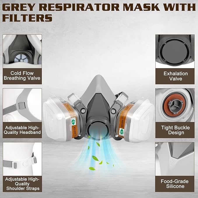 Respirator Mask, Paint Respirator with 6001 Filters for Chemical, Spray Paint, Epoxy Resin,Sanding