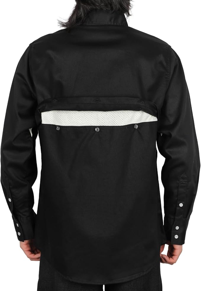 VATRENUS FR Shirts for Summer Pearl Snaps Breathable Vented Mesh Back and Underarm Lightweight Flame Resistant Welding Shirt