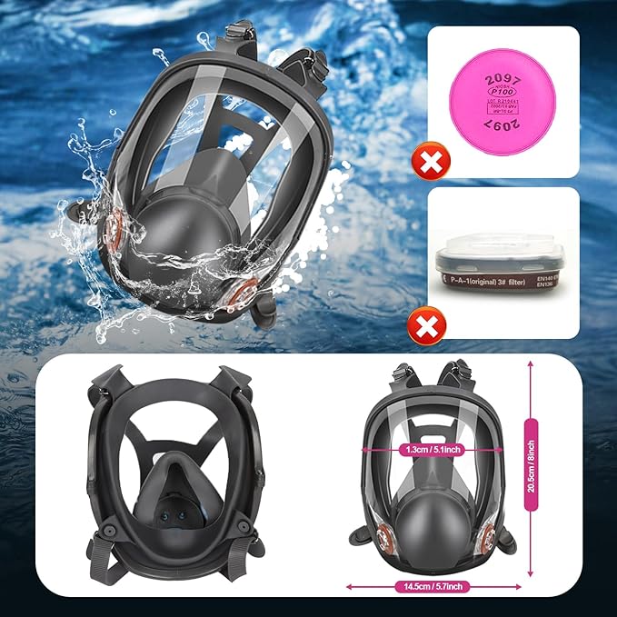 Full Face Respirator Mask, Reusable Respirator Mask with Filters，6800 Anti Fog Dust Gas Mask, for Spray Paint, Welding