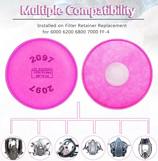 200PCS 2097 Filter P-100 Particulate Filter Installed on Filter Retainer Replacement Cotton for 6000 6200 6800 7000 FF-4 Series Respirator Mask Use for Against Dust Torch Cutting Chemicals