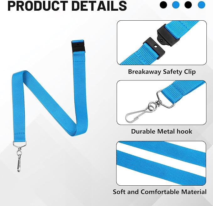 24-Pack Breakaway Lanyards, Polyester Neck Straps for ID Cards, Keys, Office, School & Events