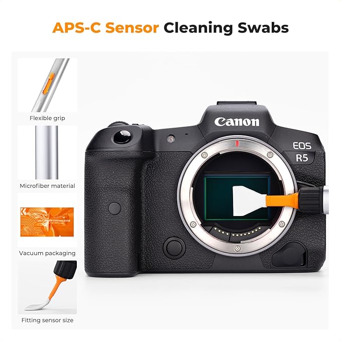 K&F Concept Lens Cleaning Pen Kit for APS-C CMOS & CCD Sensors, Lens Cleaner Pen with 6* APS-C Sensor Cleaning Rods for DSLR & Mirrorless Digital Cameras