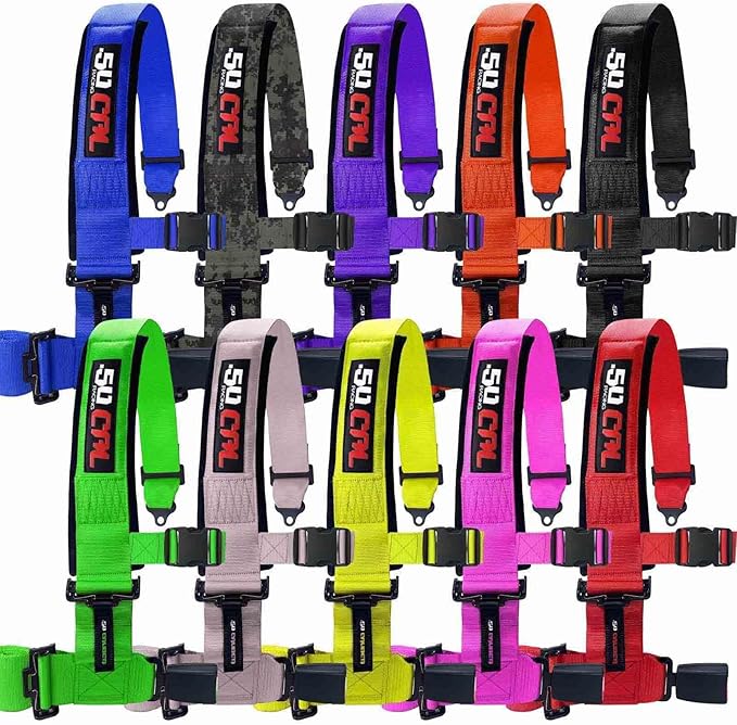 Green 4 Point Harness for Bucket Seat, Push Button Release, 10 Color Options, Racing Harness, Race Car, Off Road Vehicle, UTV, RZR (1 Unit) [6047]